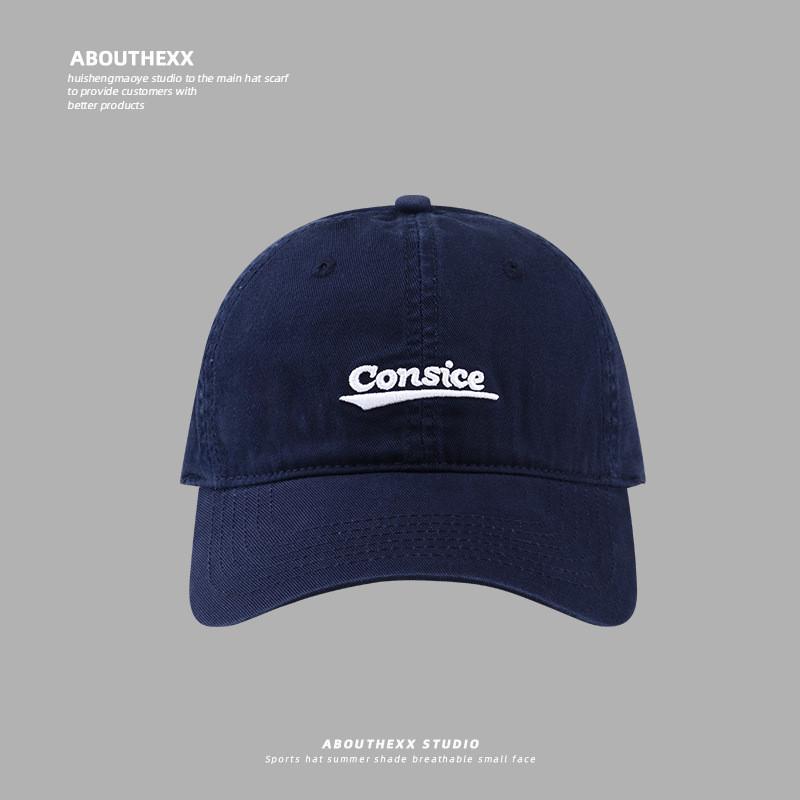 

Cotton Baseball Cap For Men Women With Embroidered Letters Sun Protection Casual Style тёмно-синий