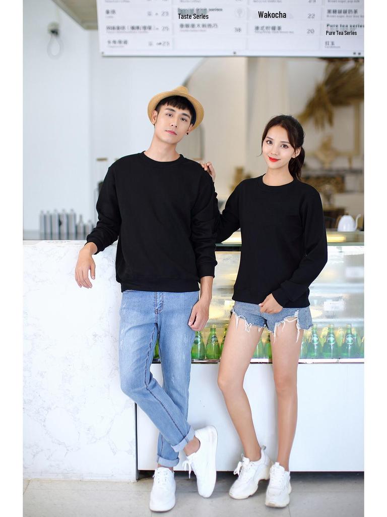 Autumn Solid Color Crew Neck Custom Sweatshirt for Couples & Groups