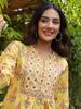 Yellow Handblock Printed & Embroidered A-Line Top