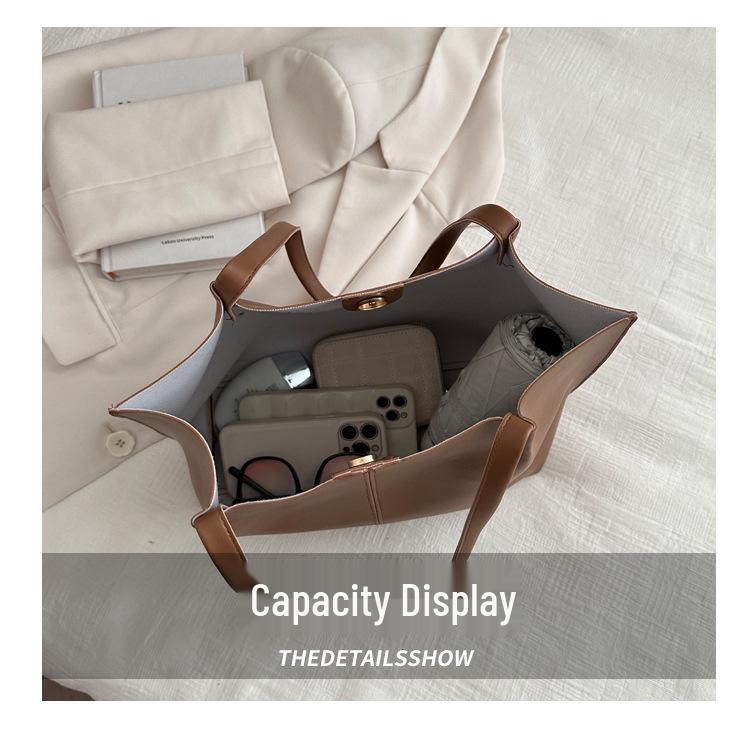 2024 Spring Retro Large Capacity Women's Tote Bag - Fashionable Single Shoulder Handbag for Commuters and Students