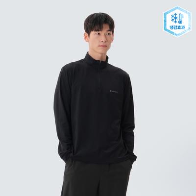Quick-Dry Half-Zip Long Sleeve T-shirt Black (S25SMTZT10)