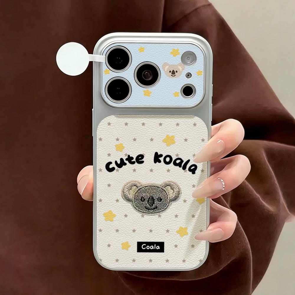 Leather Texture Luxury Phone Case For iPhone 17 Pro Max 16 13 14 15 Pro Max 12 11 Cute Cartoon Puppy Soft Silicone Lanyard Cover