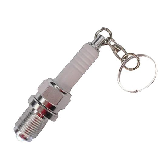 

1Pc Fashion LED Key Chain Spark Plug Keychain Mini Car Parts Keyring Gift білий