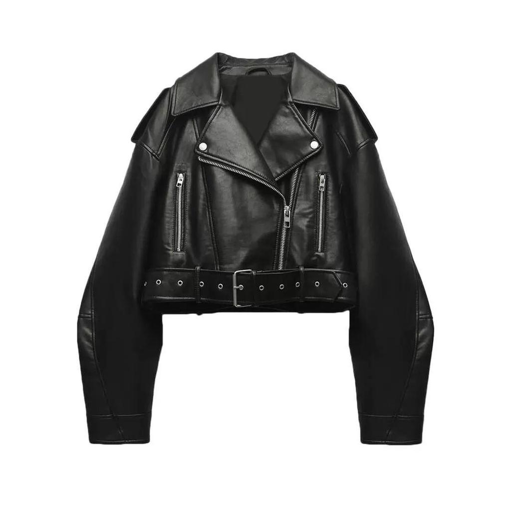 2025 European & American Washed Faux Leather Motorcycle Jacket - New Autumn/Spring Collection