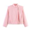 2026 sommer ny europeisk og amerikansk grenseoverskridende dameklær street fashion casual jakke med oppstående krage og knapper w021 83065