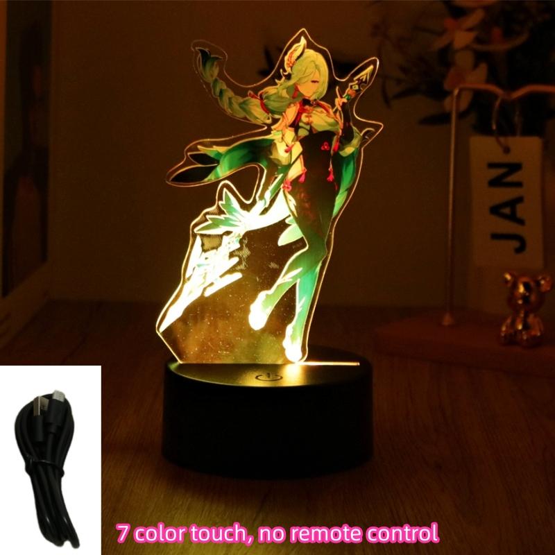 Genshin Impact LED Night Light Zhongli HuTao Xiao Shenhe Anime 3D Lamp for Bedroom Decor Moon Lamp Birthday Best Gifts Luces