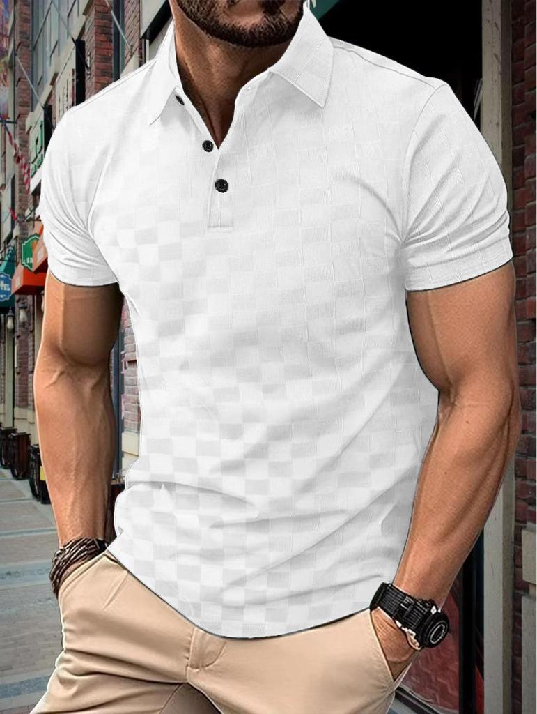 European and American Ins Cross-border Summer POLO Shirt Jacquard Plaid Men's Sports Polo Shirt