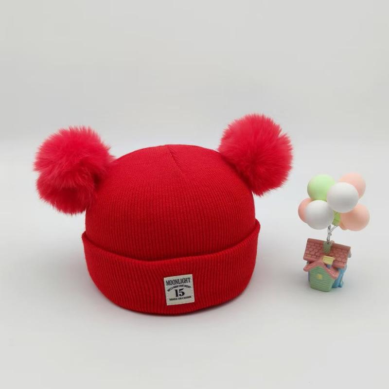 Autumn Winter Baby Warm Knitted Hats With Pom Kids Knit Beanie Hat Solid Color Children'S Caps Baby Hat For Boys Girls