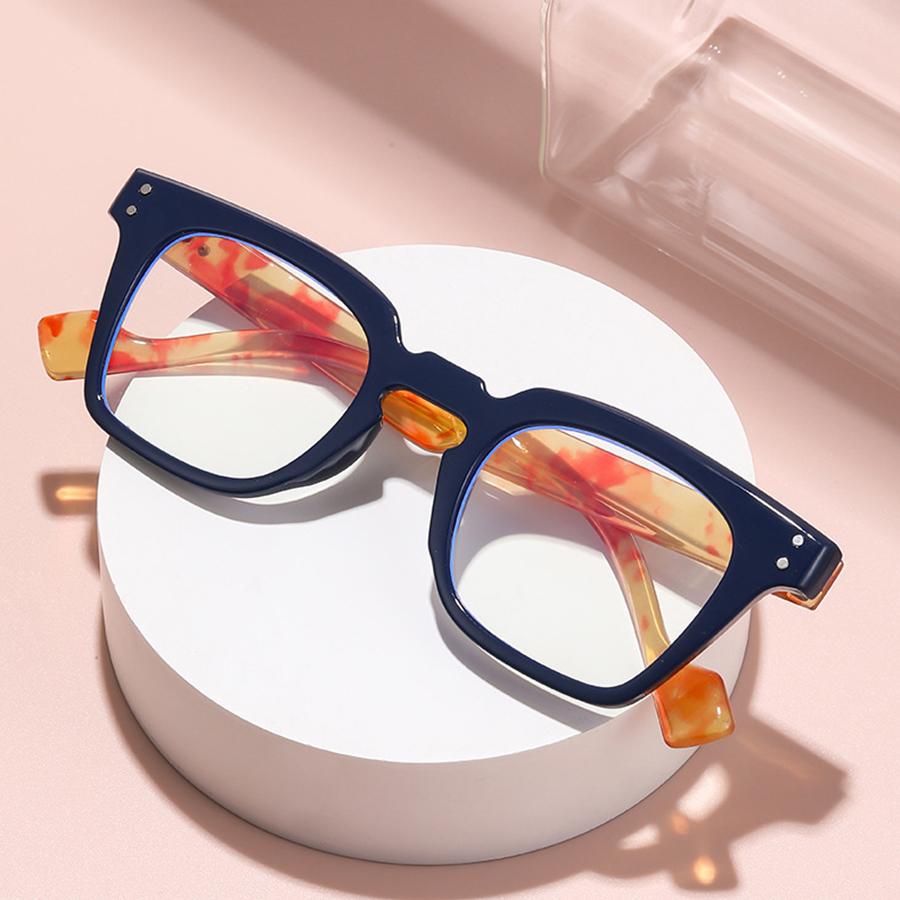 Retro Fashion Reading Glasses Men Square Computer Flat Lenses Women Anti Blue Light Eyewear Finished Prescription Glasses+1.0