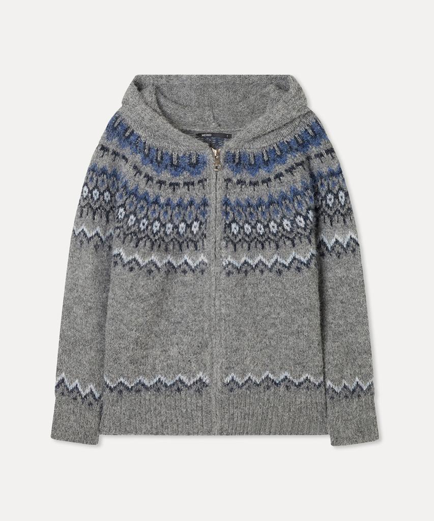 Mixxo Hairy Fair Isle Hooded Zip-Up Cardigan_Miwckfv2Ss