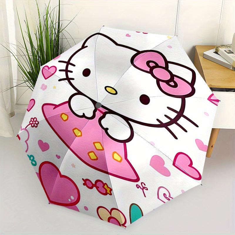 

Hello Kitty,Pink Automatic opening and closing folding umbrella with 8 rib frame and compact travel design,perfect for all occasions | Sty