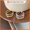 BF CLUB 925 Sterling Rings for Women Fashion Geometric Handmade Irregular Gold Double Layers Ring Party Christmas Gift