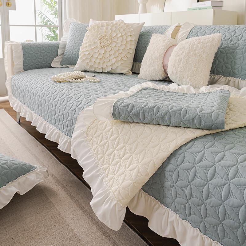 Cream Wind Pure Cotton Sofa Cushion Universal Non-Slip In All Seasons New Leather Sofa Cover Fixed Backrest Cover Cloth Towel