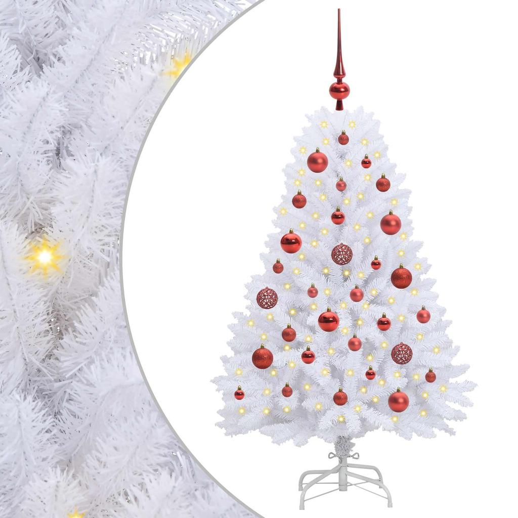 Artificial Foldable Christmas Tree White 120 cm PVC and Steel