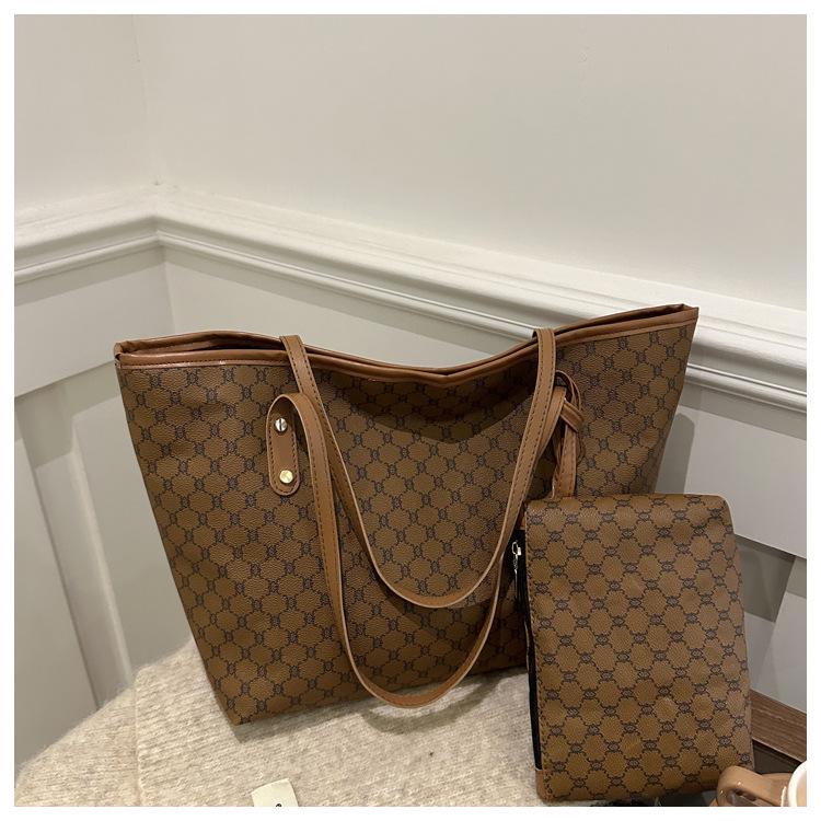 2025 Vintage Květinová Kostkovaná Taška přes Rameno - High-End, Velkokapacitní Taška Matka-Dítě