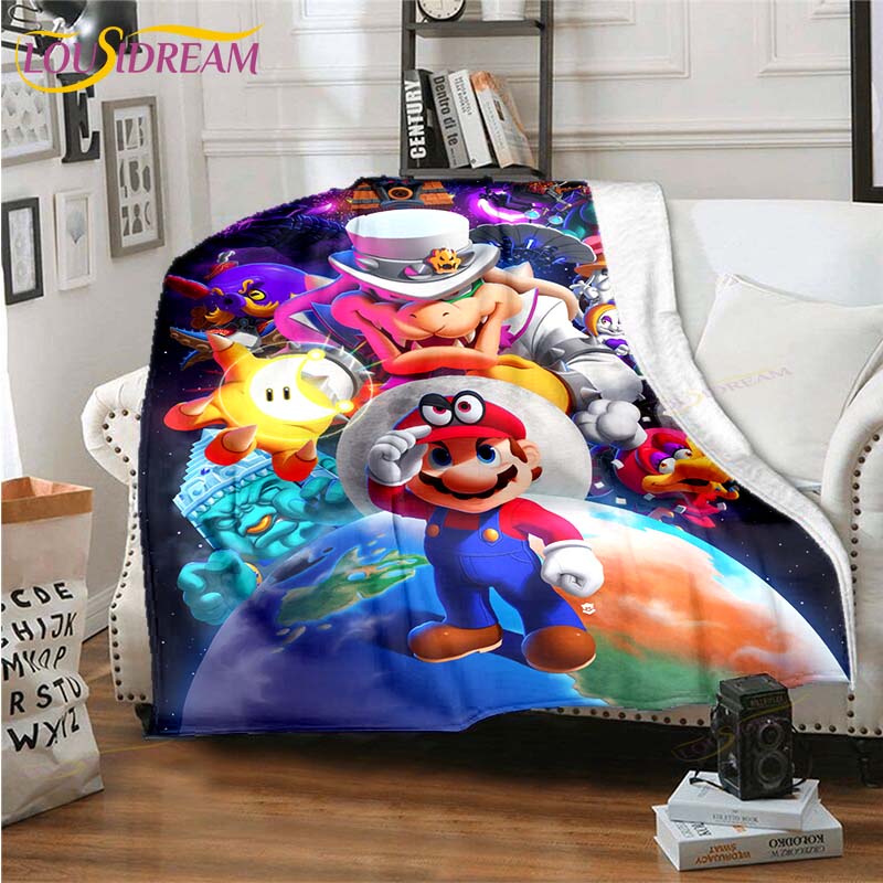 Mario Bros Blanket High Quality Flannel Warm Soft Plush on The Sofa Bed Blanket Suitable for Air Conditioning Blanket