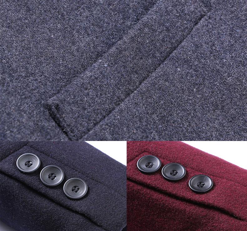 2023 Winter Men's Mid-Length Turn-Down Collar Wool Blend Overcoat: Middle-Aged Business Casual.