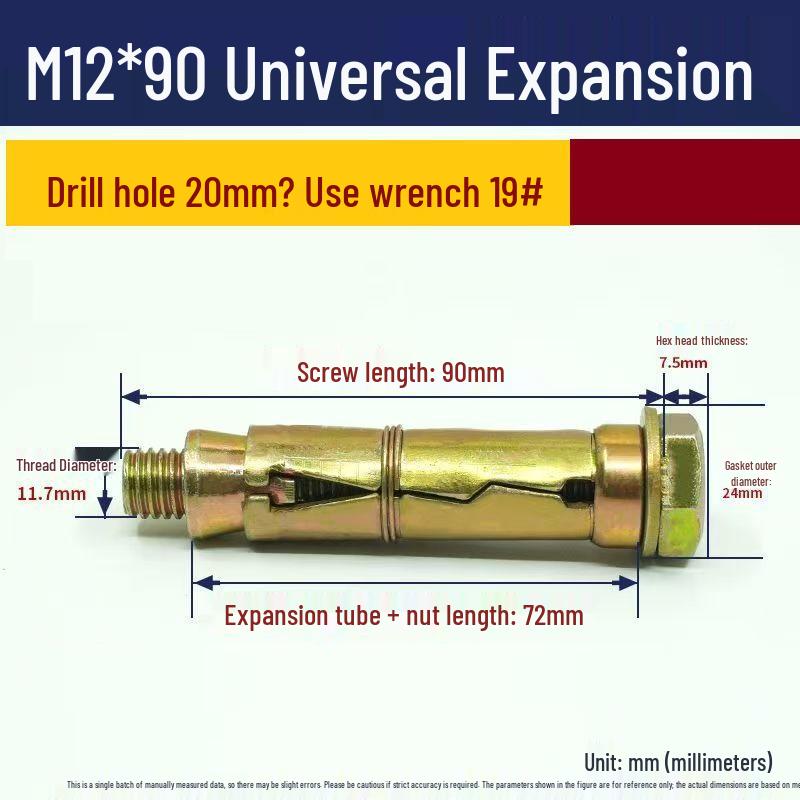 Three-piece Gecko Colorful Zinc Heavy-Duty Universal Expansion Bolt M6-M20 Fully Threaded