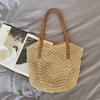 Hand-woven Straw Bag Women's Seaside Vacation Beach Woven Bag Large Capacity Commuter Shoulder Tote Bag