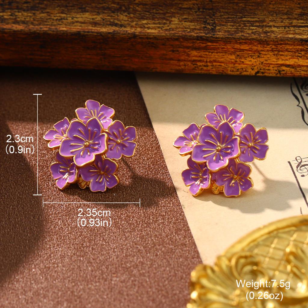 Medieval style pearl flower stud earrings geometric fringed French three-dimensional design earrings simple fashion exaggerated earrings