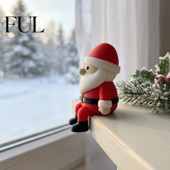 Holiday Shelf Sitter 3D Printed Santa Claus Figurine, Christmas Decoration, Party Supplies Small Gnome Statue for Desktop Home Decor Seasonal