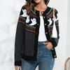 Women's Polka Dot Knit Cardigan Retro Vintage Style Oversized Long Sleeve Open Front Sweater
