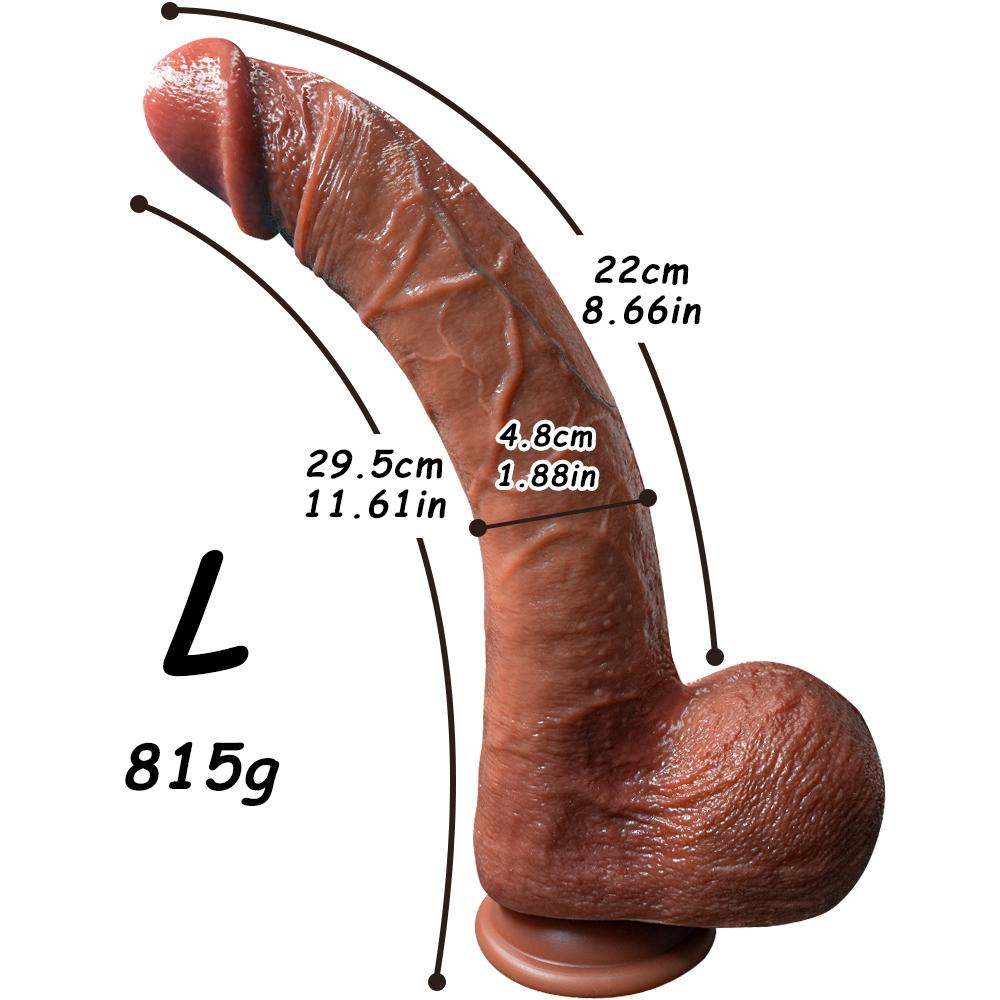 Scimitar Dildo – Extra Large Curved Silicone Dildo with Double Density, Realistic Veins, Strong Suction Base, Adult Sex Toy for Couples