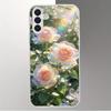 Beautiful flower plated glass phone case suitable for Samsung Galaxy S26 S25 S24 S23 S22 S20 FE/Ultra/Plus anti drop back cover