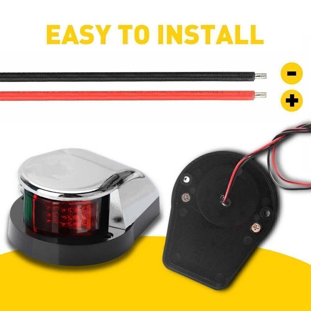 Super Bright Navigation Light Red-Green LED Light Chrome Housing For Boat Marine