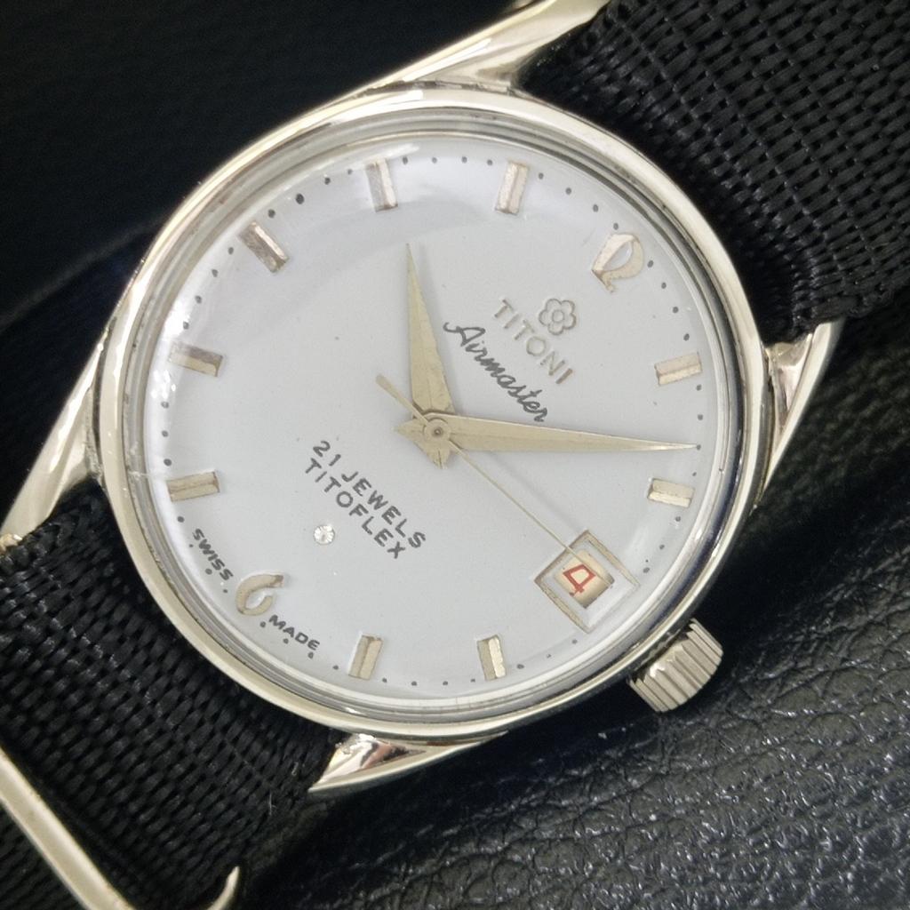 

HAND-WINDING VINTAGE TITONI AIRMASTER TITOFLEX SWISS MENS GREY WATCH a703240-1 R213a-a703240