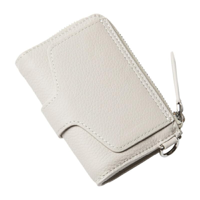 ROND Card Coin Card Coin Genuine Beige DEMIU D-ring Wallet, Case, Purse, Holder, Pocket, Leather,