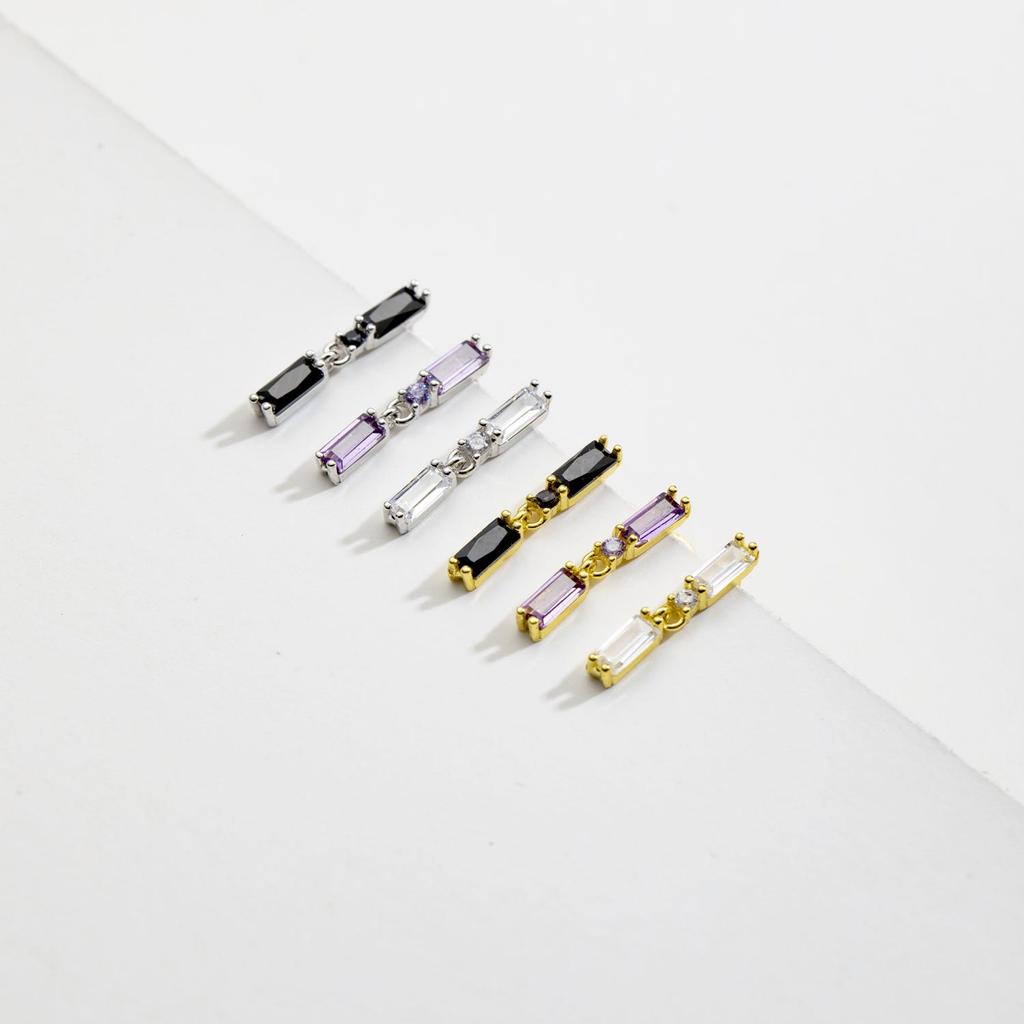 ANDYWEN 100% 925 Sterling Silver Square CZ Zircon Piercing Drop Earring Luxury Fine Jewelry Luxury Crystal Jewels