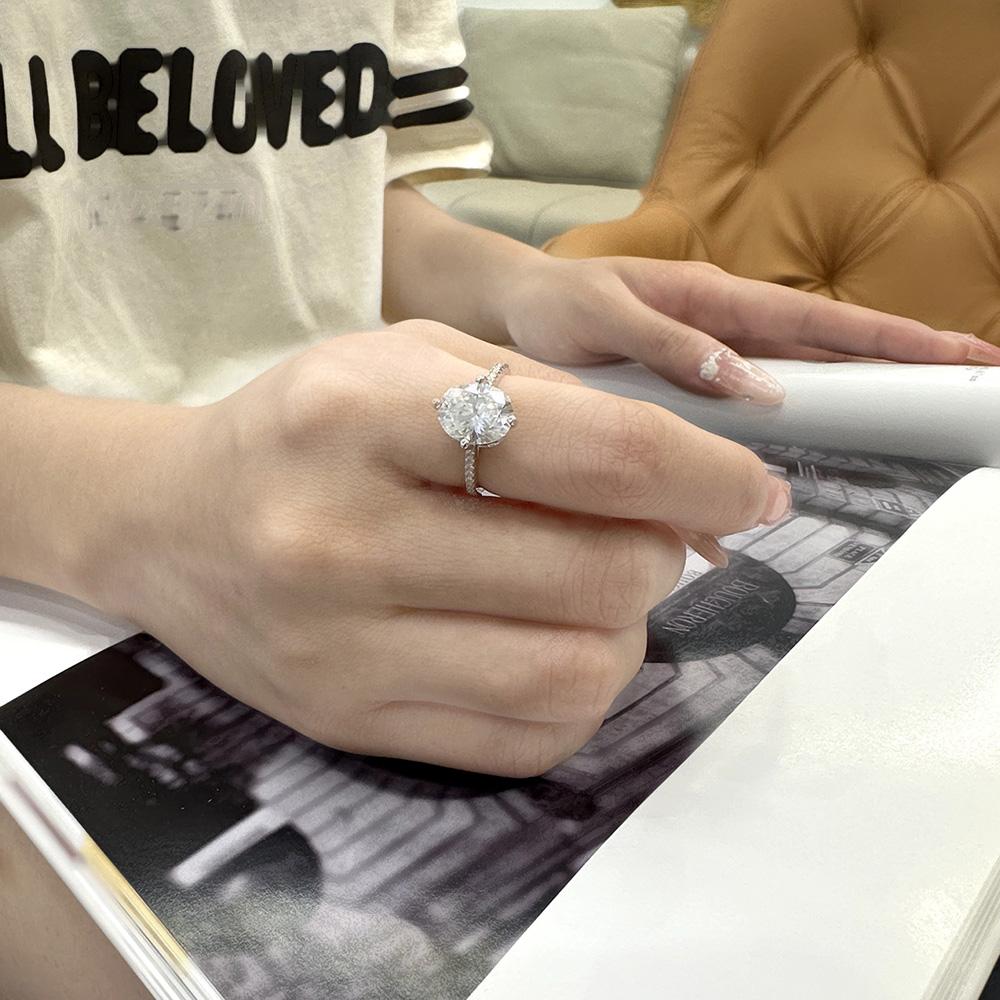 

Женская мода 925 стерлингового серебра большое кольцо из муассанита обручальное кольцо ювелирные изделия для вечеринки подарок девушке сверкающие украшения 8 белый