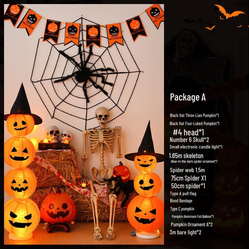 Light-Up Halloween Pumpkin Lantern Ornaments for Bar and Storefront Decor