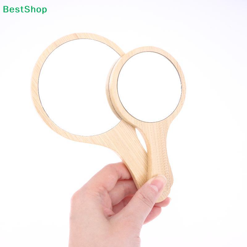 Natürlicher Bambus Handspiegel – 2 Größen Runder Holzspiegel für Zuhause & Salon
