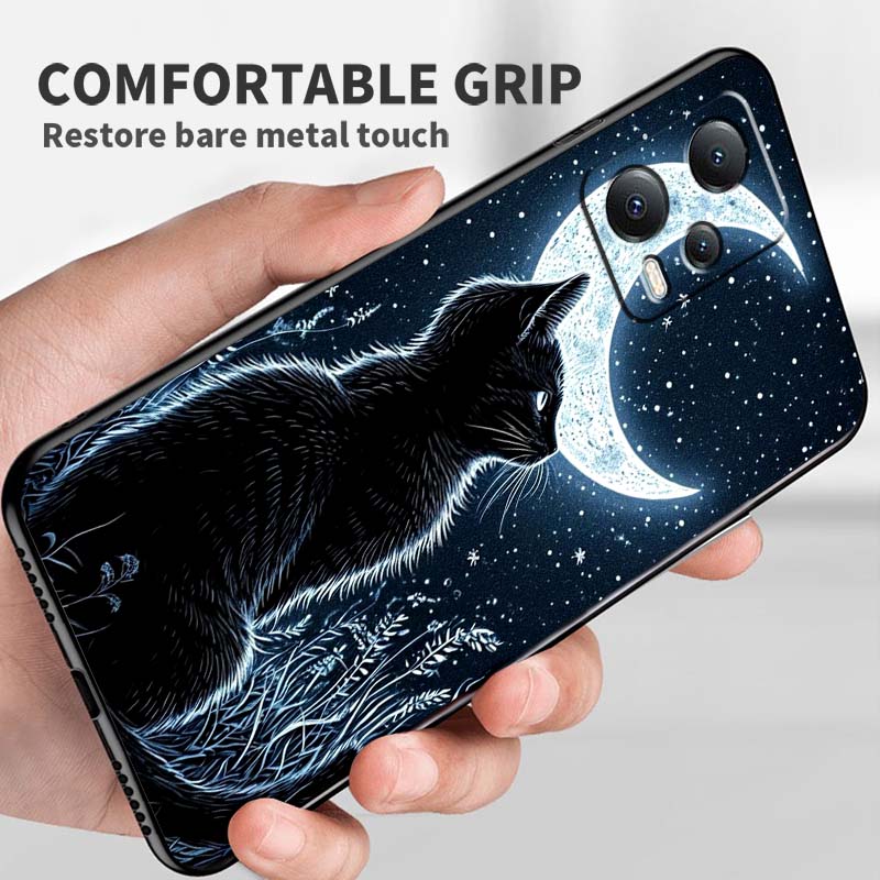 Cartoon Cat Cute For Xiaomi Redmi Note 15 14 13 12 12S 11E 11 11S Pro Plus 4G 5G Black Soft TPU Phone Case