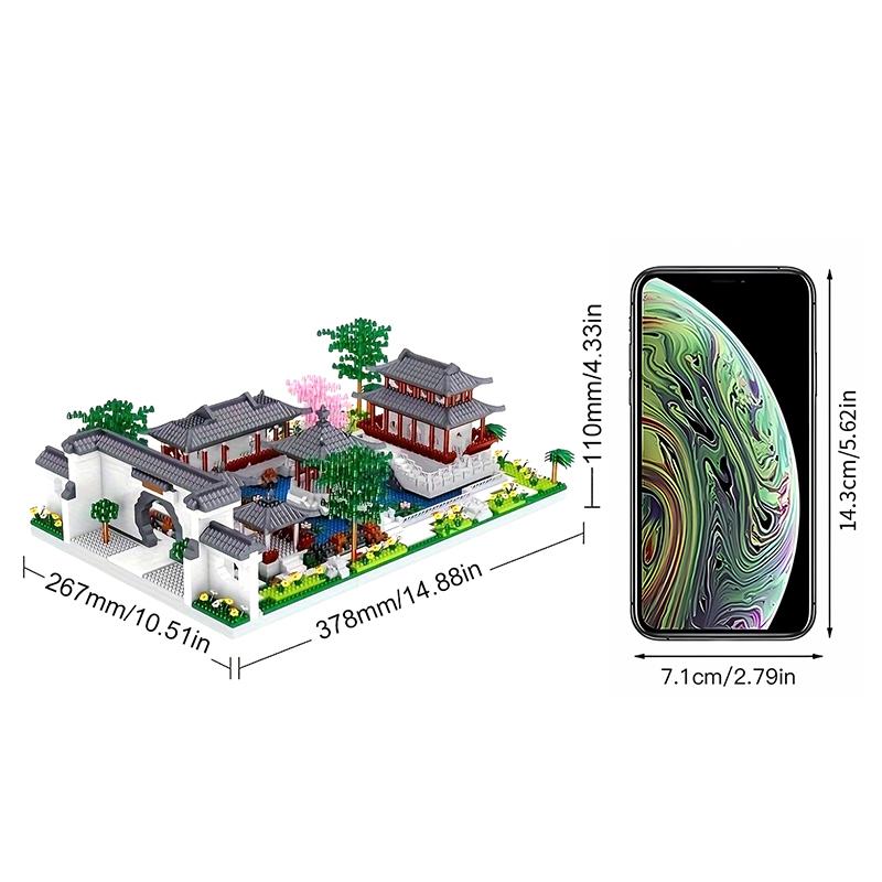 Suzhou Garden Chinese Classic Building Microparticle Building Block Model Decoration Educational Toys