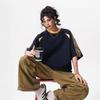 Summer Short-sleeved American Retro Striped Heavy T-shirt Small Neckline Casual Five-point Sleeve Couple Top
