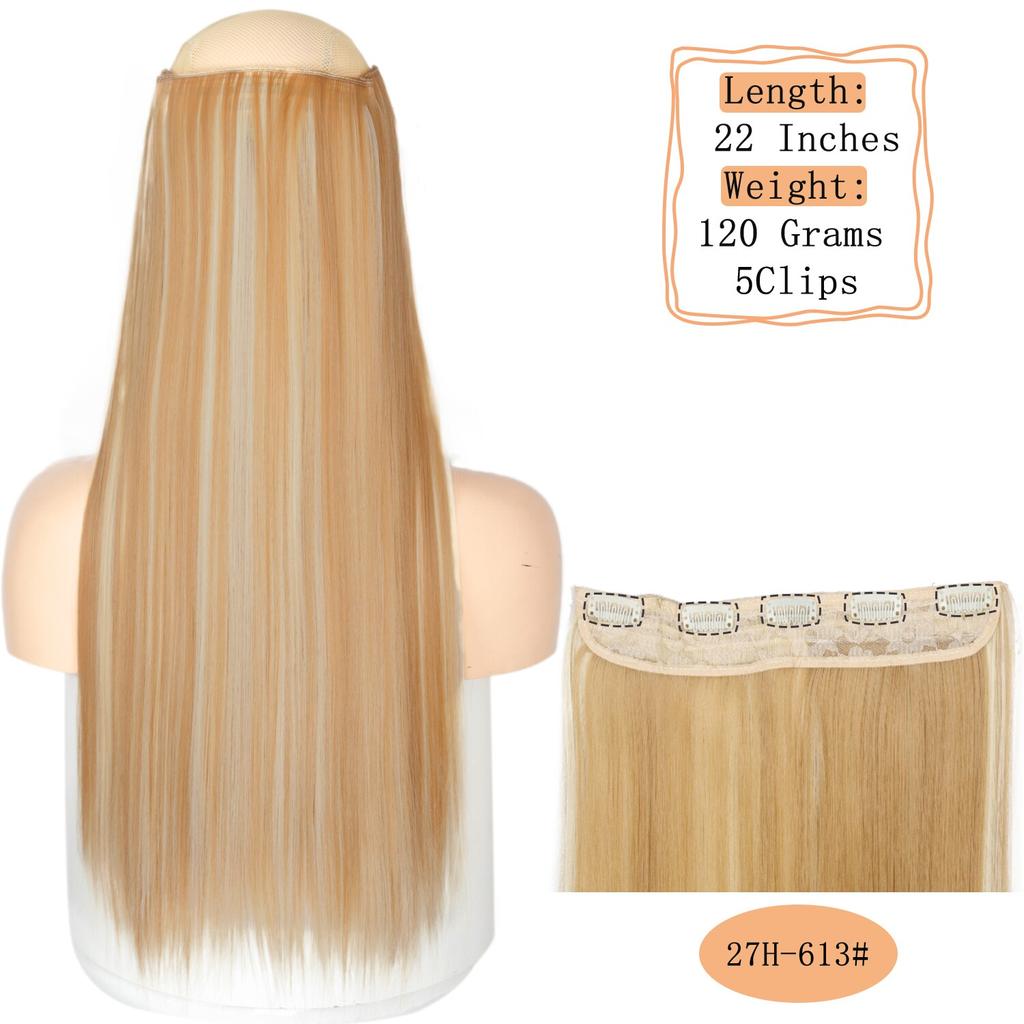 MERISIHAIR Langt rett syntetisk hårforlengelse 5 klips inn høytemperatur 22 tommer 120 g fiberhår for kvinner