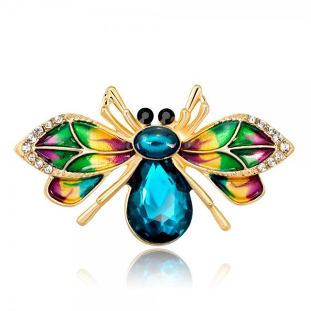 Voguish Stylish Enamel Insect Series Brooches Women Men Delicate Little Bee Pin Brooch Crystal Stone Rhinestone Brooches Pin Jewelry Souvenir