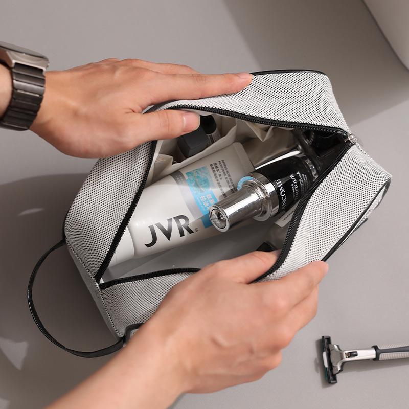 Large Capacity Canvas Travel Makeup Bag - High-End Portable Cosmetic Handbag