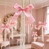 5PC Pearl Flocking Bow Christmas Tree Ornaments Xmas Tree Decor Hanging Pendants Window Wall Decor Home Party 2027New Year Gift