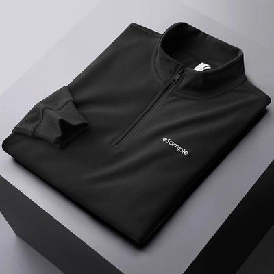 Autumn and Winter Half Turtleneck Bottoming Shirt Men's Sweatshirt Long-sleeved T-shirt Double-sided Velvet Zipper Top