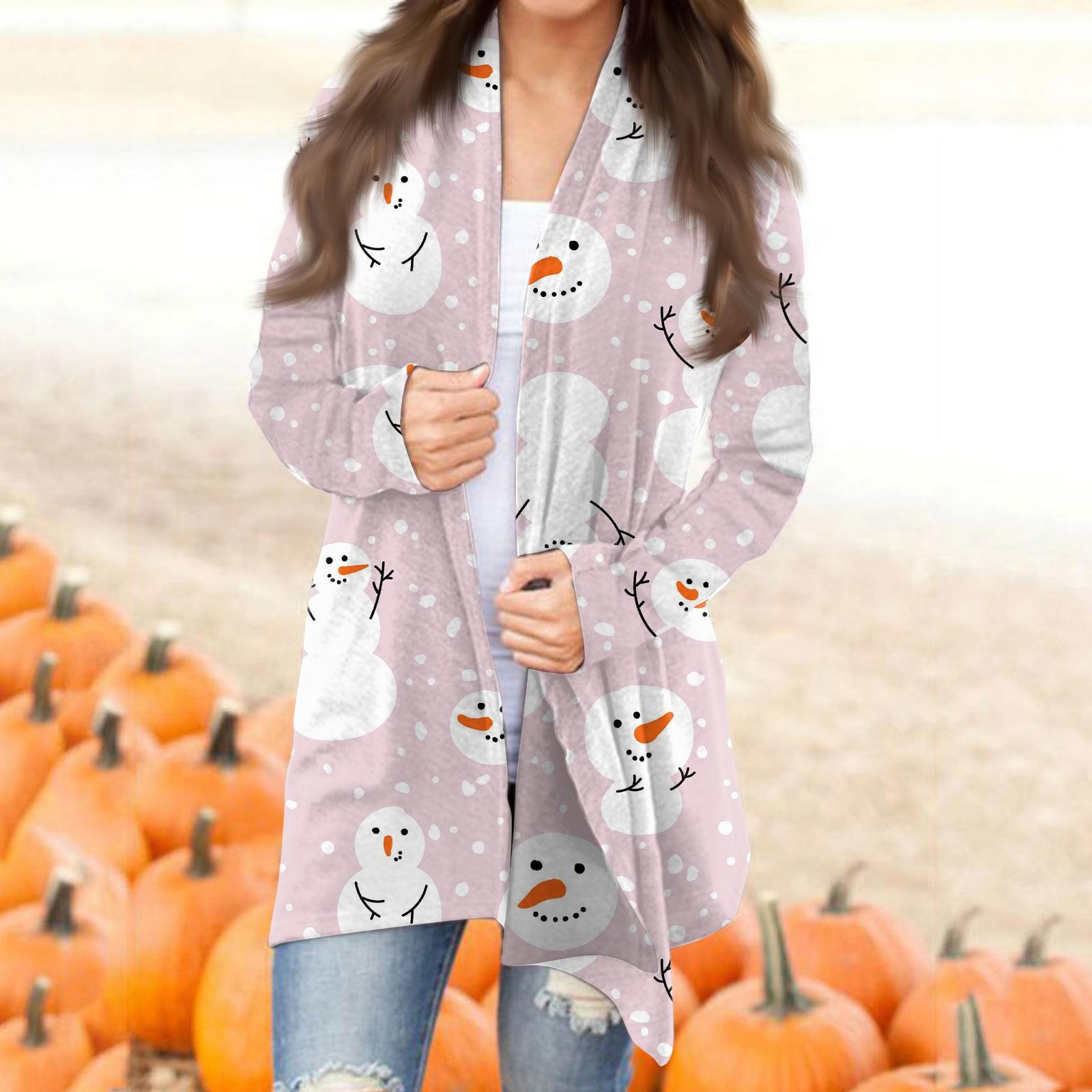 

Жіночий осінній кардиган Жіночий кардиган з довгим рукавом і принтом, верхній легкий модний повсякденний жакет S рожевий