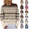 Women's Printed Sweater Long Sleeve Neck Soft Knit Pullover for Fall Winter