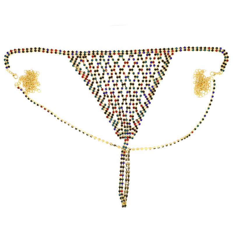 Mixed Color Mesh Bra Chain, European And American Popular Party Personalized Diamond-Encrusted Bikini Set Chain