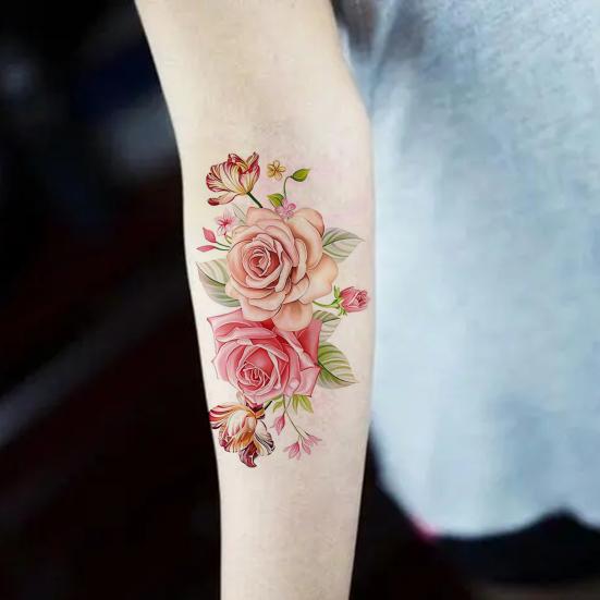 Vrouwen Body Art Waterdichte Pioenbloem Arm Been Terug Tijdelijke Tattoo Sticker