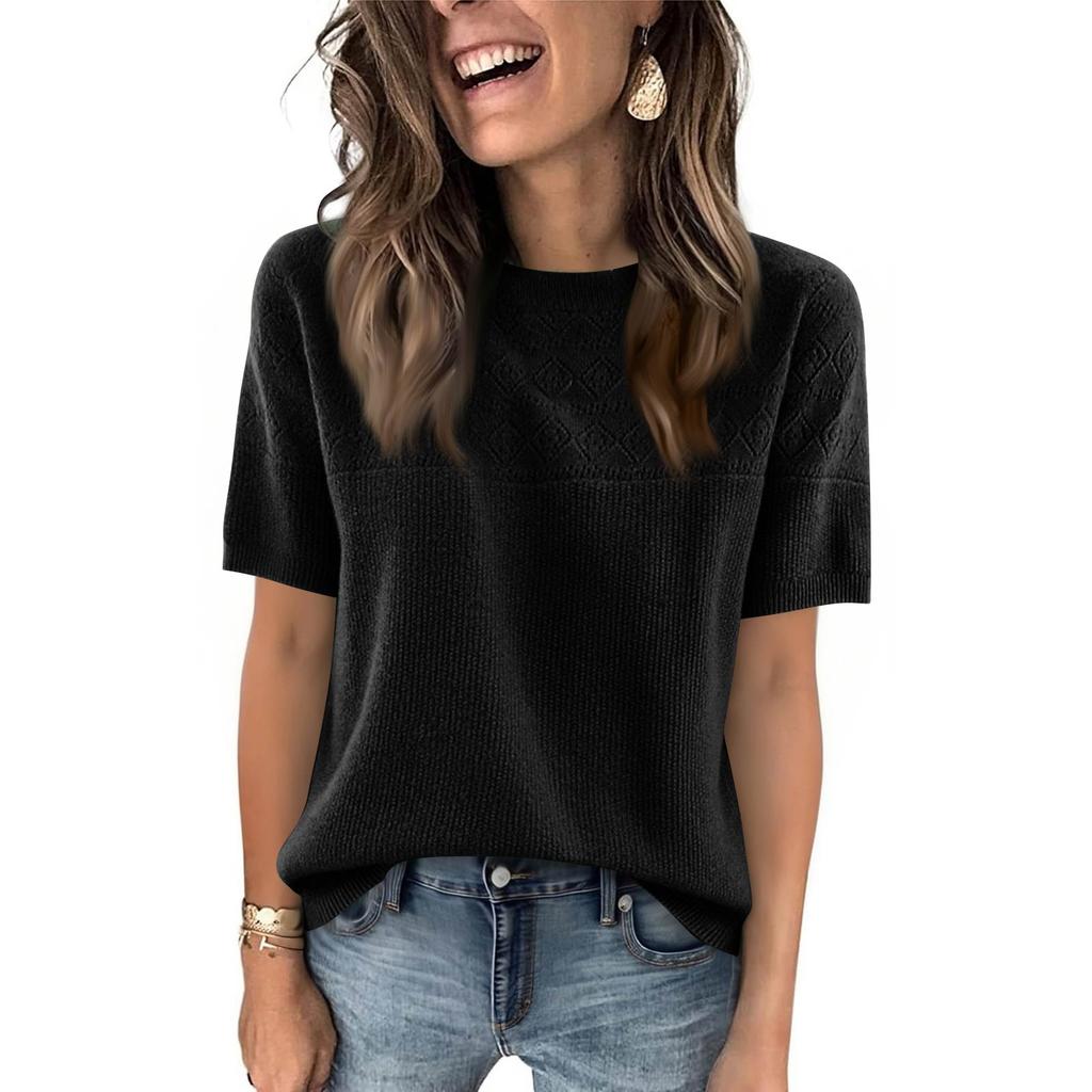 Women's Fashion Casual Round Neck Short Sleeve Shirt
