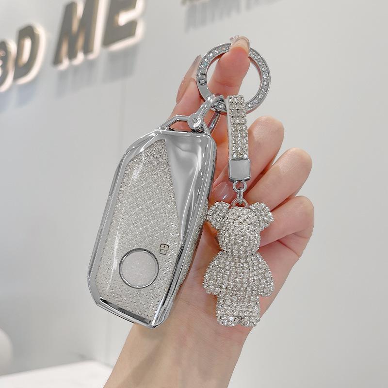 TPU Car Remote Key Cover Case Holder Shell Chain Protector Fob For BMW New 530Li I5 iX1 X1 X5 840I 740Li iX I7 X6 X7 5 7 Series