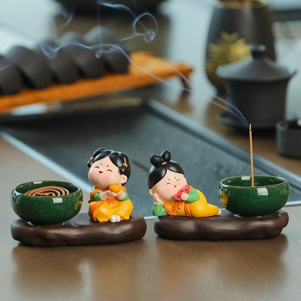 Creative Cartoon Girl Incense Burner Tang Dynasty Lady Cute Sticks Incense Tray Housewarming Gift